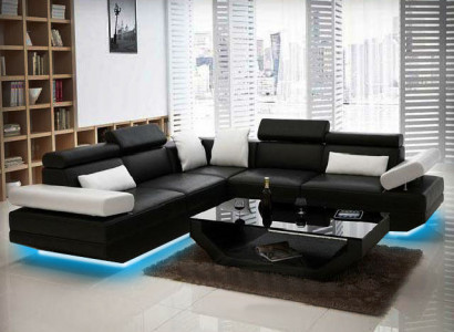 Wohnlandschaft Polster Ecke Eck Sofa mit USB Garnitur Landschaft Leder AlfredB -> Obývací krajina Pohovka s rohem a USB garniturou Landschaft Leder AlfredB