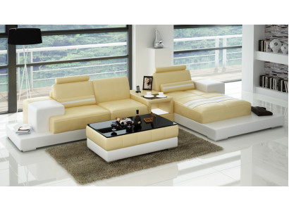 Ledersofa Couch Wohnlandschaft Ecksofa Eck Garnitur Design Modern Sofa L6004D