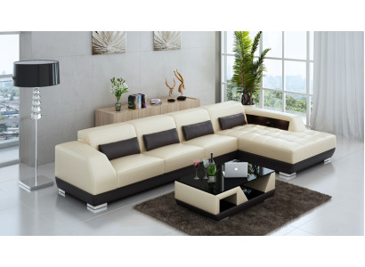 Pohovka z pravé kůže Obývací souprava Rozkládací rohová sedací souprava Design Moderní gauč G8024C