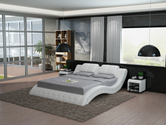 Luxus Leder Bett mit USB Polster Betten Doppel Modernes Ehe 140/160/180 cm