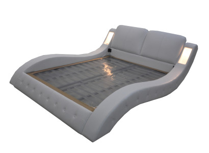 Luxus Bett mit USB Polster Ehe Hotel Moderne Betten Leder 140/160/180/200 cm