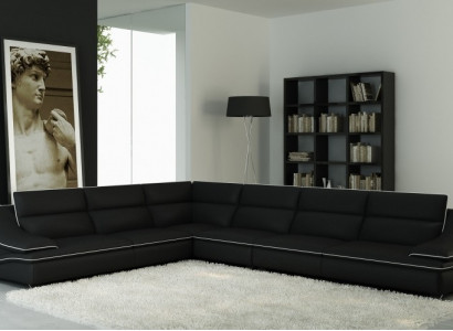 Wohnlandschaft Designer Sofa Couch Big Polster Leder Sofas Eck Ecke Sitz Schwarzes