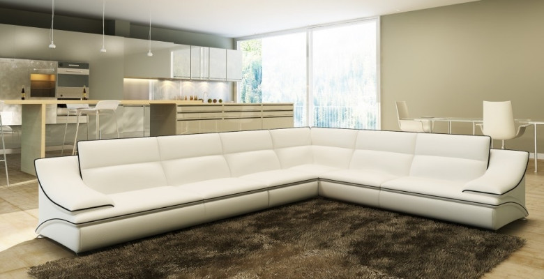 Wohnlandschaft Designer Sofa Couch Big Polster Leder Sofas Eck Ecke Sitz Schwarzes