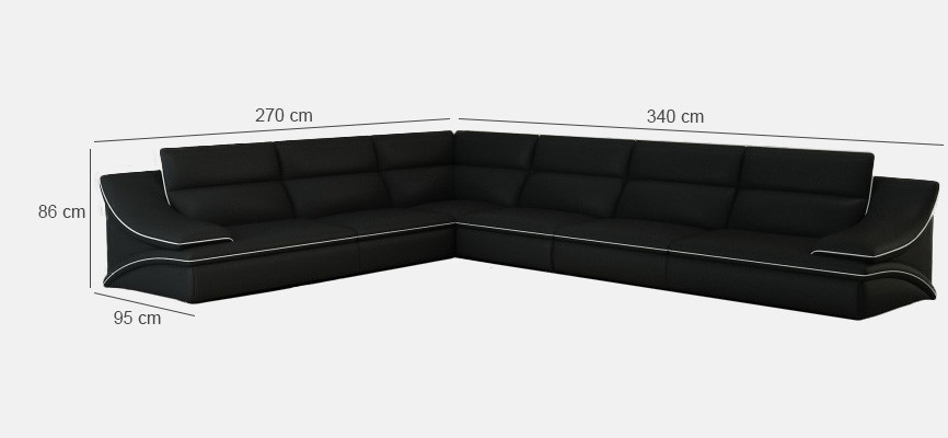 Wohnlandschaft Designer Sofa Couch Big Polster Leder Sofas Eck Ecke Sitz Schwarzes