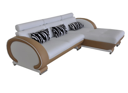 Ecksofa z kůže, rohová sedací souprava, obývací kout, krajina L tvaru, designové polstrování, nové.