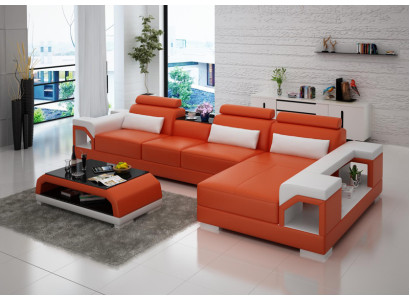 Kůžená pohovka Rozkládací pohovka Obývací souprava Rovné rohy Rovné soupravy Design Moderní Pohovka G8010C