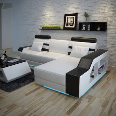 Kůžená pohovka Sofa obývací krajina Rozkládací pohovka Rohová garnitur Design Moderní pohovka L6016E