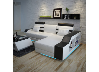 Kůžená pohovka Sofa obývací krajina Rozkládací pohovka Rohová garnitur Design Moderní pohovka L6016E