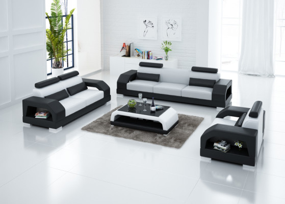 Pohovka z kůže Rozkládací sedací souprava 3+2+1 křeslo Design Moderní g8001D