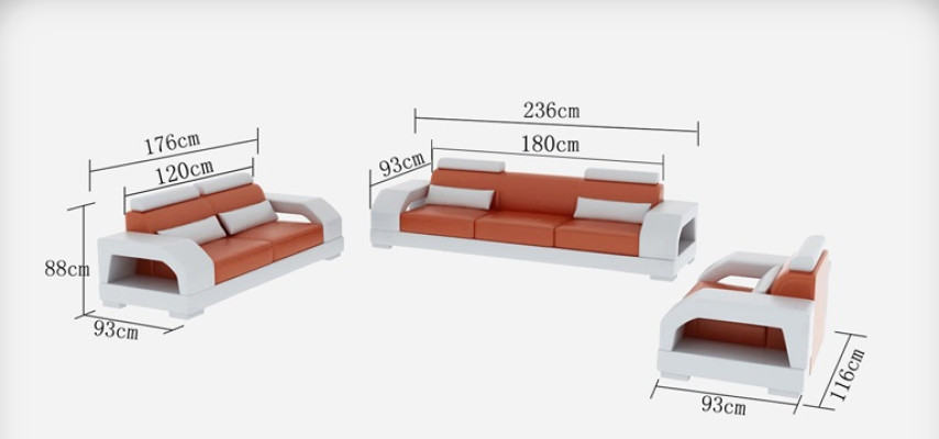 Pohovka z kůže Rozkládací sedací souprava 3+2+1 křeslo Design Moderní g8001D
