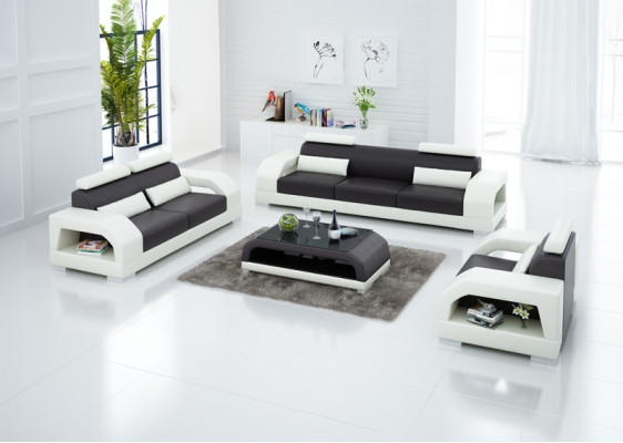 Pohovka z kůže Rozkládací sedací souprava 3+2+1 křeslo Design Moderní g8001D
