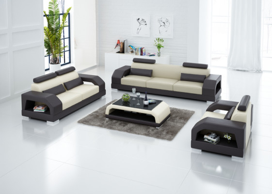 Pohovka z kůže Rozkládací sedací souprava 3+2+1 křeslo Design Moderní g8001D
