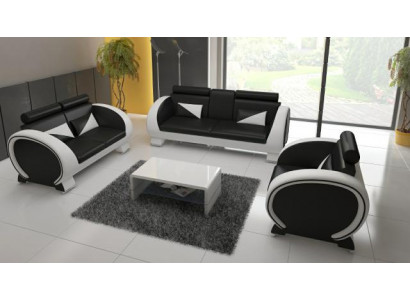 Kožená pohovka Sofa + USB pohovka 3místná Relaxační sedací souprava s barem, designérská sestava