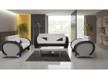 Kožená pohovka Sofa + USB pohovka 3místná relaxační pohovka s barem Designová sestava