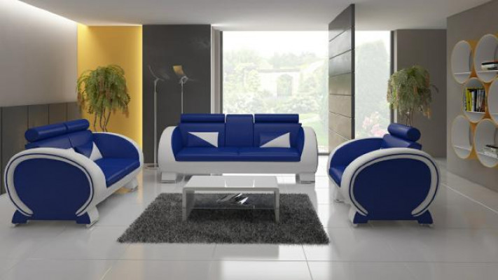Kožená pohovka Sofa + USB pohovka 3místná relaxační pohovka s barem Designová sestava