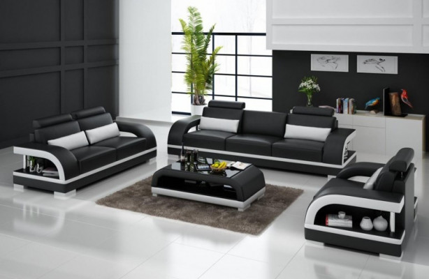 Designer sofa set leather sofa set 3+2+1 set sofa couch new citadel white