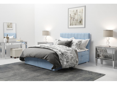 Boxspringová postel hotelová dvojitá modrá sametová luxusní postel s úložným prostorem 180x200