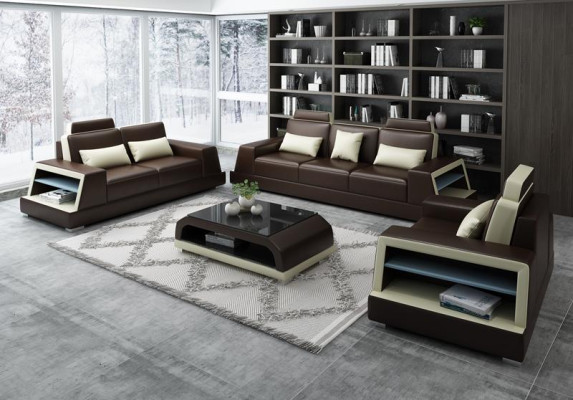 Multifunktions Couch Relax Sofa Leder Polster Dreisitzer Design 3er Neu Couchen