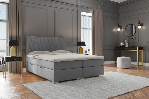 Boxspring postel Hotel Dvojlůžko 180x200cm Luxus Postele Potahová Funkce Šedý