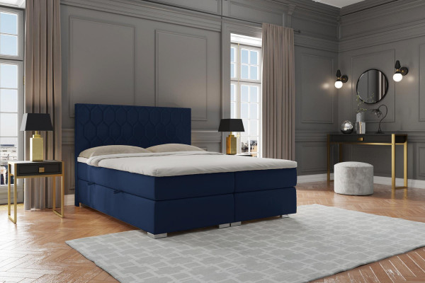 Boxspring postel Hotel Design Samet Luxus ložnice Polstrovaná postel Skříňka s funkcí dvoulůžko