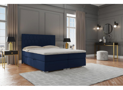 Boxspring postel Hotel Design Samet Luxus ložnice Polstrovaná postel Skříňka s funkcí dvoulůžko