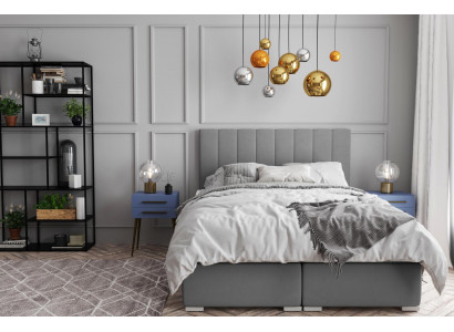 Boxspring postel Hotel Double Beds Design Polštář skříň Funkce Šedá
