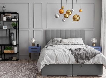 Boxspring postel Hotel Double Beds Design Polštář skříň Funkce Šedá