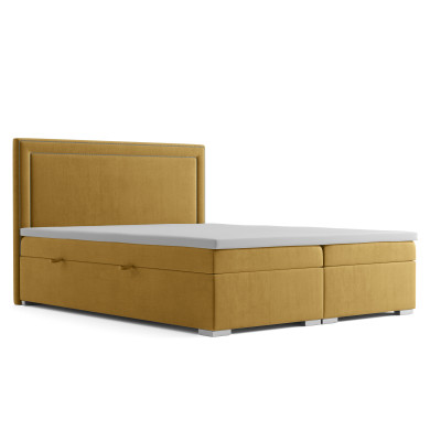 Boxspring Design Postel Hotelová Dvojlůžka Luxusní polštáře s lůžkovými šuplíky Žlutá