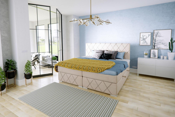 Boxspring postel kompletní set Dvojitý matrace Topper postele funkce Box Hotel