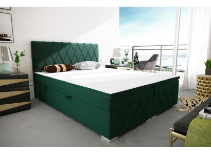 Manželská postel, kompletní sada matrace Boxspring Topper postel funkce box Green.