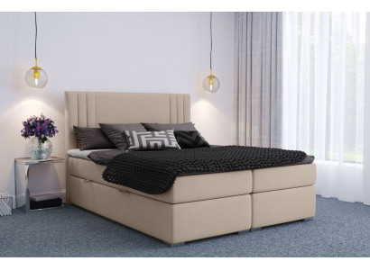 Boxspring postel Hotel Dvojitá Béžová Textilní Luxusní Postele Potahové Box Funkce