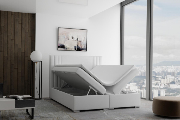 Boxspring postel Hotel Dvojitá Béžová Textilní Luxusní Postele Potahové Box Funkce
