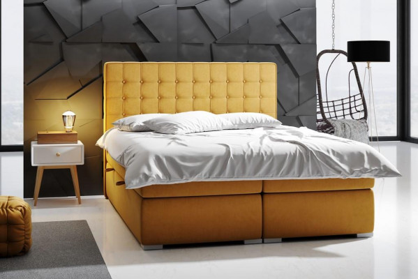 Boxspring postel Hotel Double 160x200 cm Luxus postele s polstrovanými úložnými boxy.