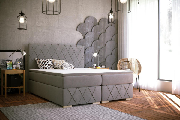 Kompletní sada postele Boxspring v luxusním provedení s matrací a vrchním nášlakem rozměrů 180x200 cm, nová.