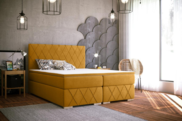 Boxspring Postel Kompletní Set Matrace & Matracový vrchní polštář Luxus Potah 160x200 cm Postele Nové