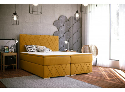 Boxspring Postel Kompletní Set Matrace & Matracový vrchní polštář Luxus Potah 160x200 cm Postele Nové