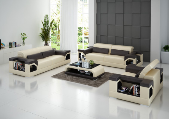 Kožená pohovka Nábytek sedací souprava Set 3+2+1 Sedačky Garnitura Design Moderní Pohovka