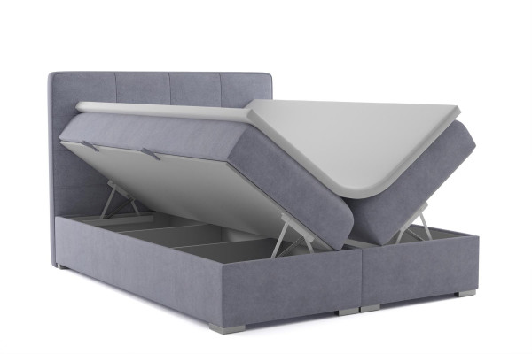 Boxspring postel hotelová dvoulůžková textilní luxusní postele polstrové úložné prostory funkční nové