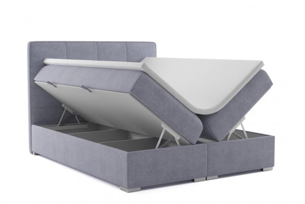 Boxspring postel hotelová dvoulůžková textilní luxusní postele polstrové úložné prostory funkční nové