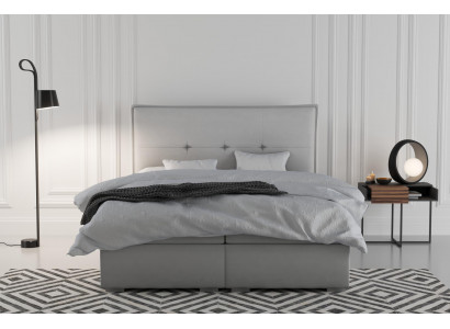 Boxspring postel hotel dvojité textilní šedo luxusní postele polstrované lůžko s úložným prostorem funkcí