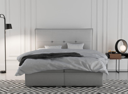 Boxspring postel hotel dvojité textilní šedo luxusní postele polstrované lůžko s úložným prostorem funkcí