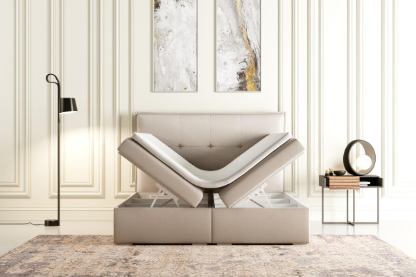 Boxspring postel hotel dvojité textilní šedo luxusní postele polstrované lůžko s úložným prostorem funkcí