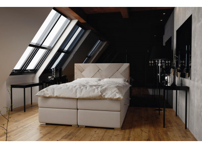 Postel Boxspring Hotelová dvojlůžková luxusní postel s úložným prostorem a funkcí 140x200cm.