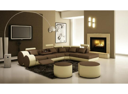 Ecksofa Sofa Couch Polster Wohnlandschaft Leder Eck Sofas Garnitur sofas Madrid