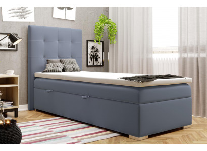 Luxus Boxspring Postel Hotelové postele Polstrovaný Funkční lůžková skříň 90x200cm Modrá Nový