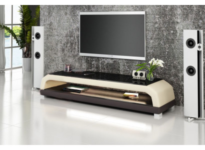 RTV TV Sideboard Leder Glas Tisch Fernseh Schrank Tisch Designer 6108