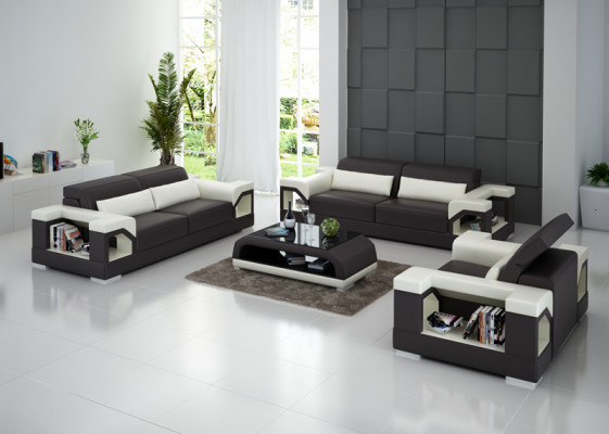 Kožená pohovka Nábytek sedací souprava Set 3+2+1 Sedačky Garnitura Design Moderní Pohovka