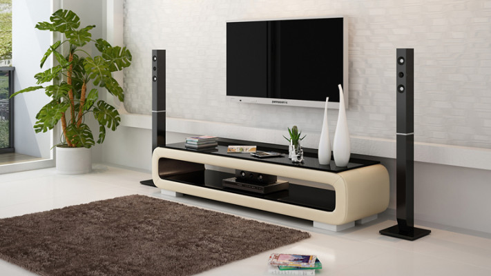 RTV TV Sideboard Dekor Leder Glas Tisch Fernseh Tisch Schrank Designer