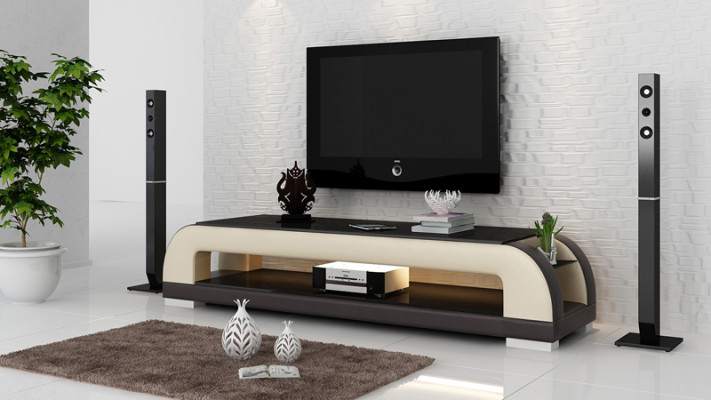 RTV TV Stojan Dekor Kožený Skleněný Stůl Stůl Televizní Skříň Designér