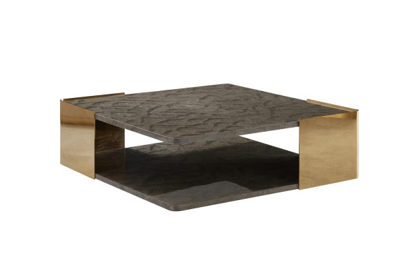 Konferenční stůl šedý Mramor Obývací pokoj Nerez Moderní Design